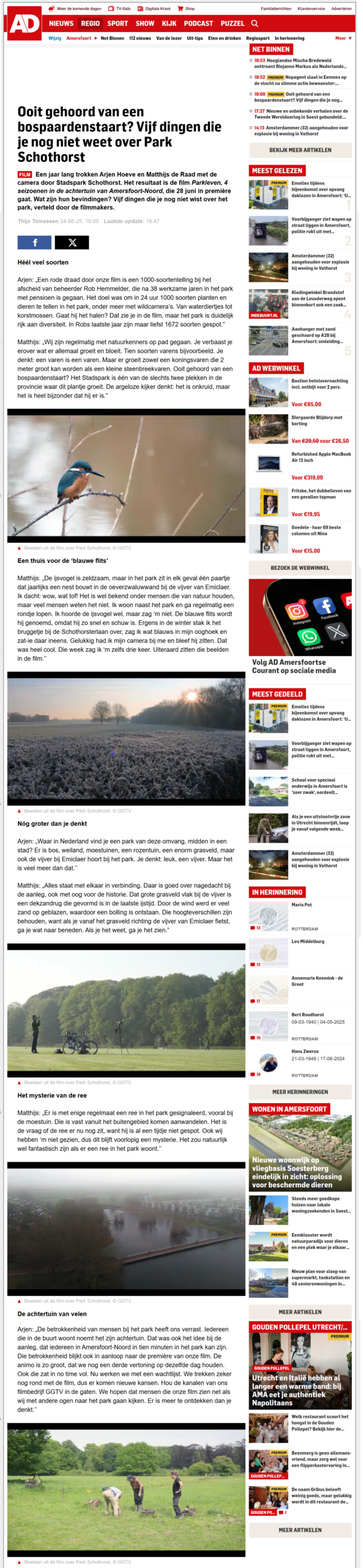 AD Amersfoort – 5 dingen die je nog niet wist over Stadspark Schothorst – Premiere Parkleven