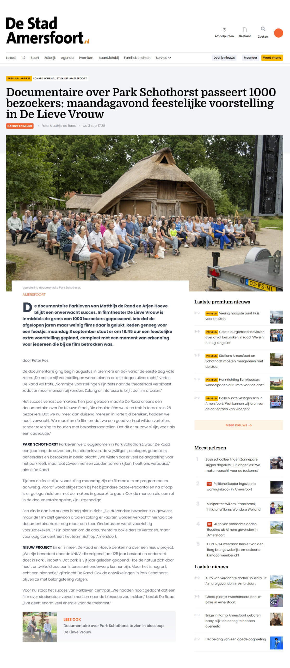 De Stad Amersfoort – 1000 bezoekers voor Parkleven