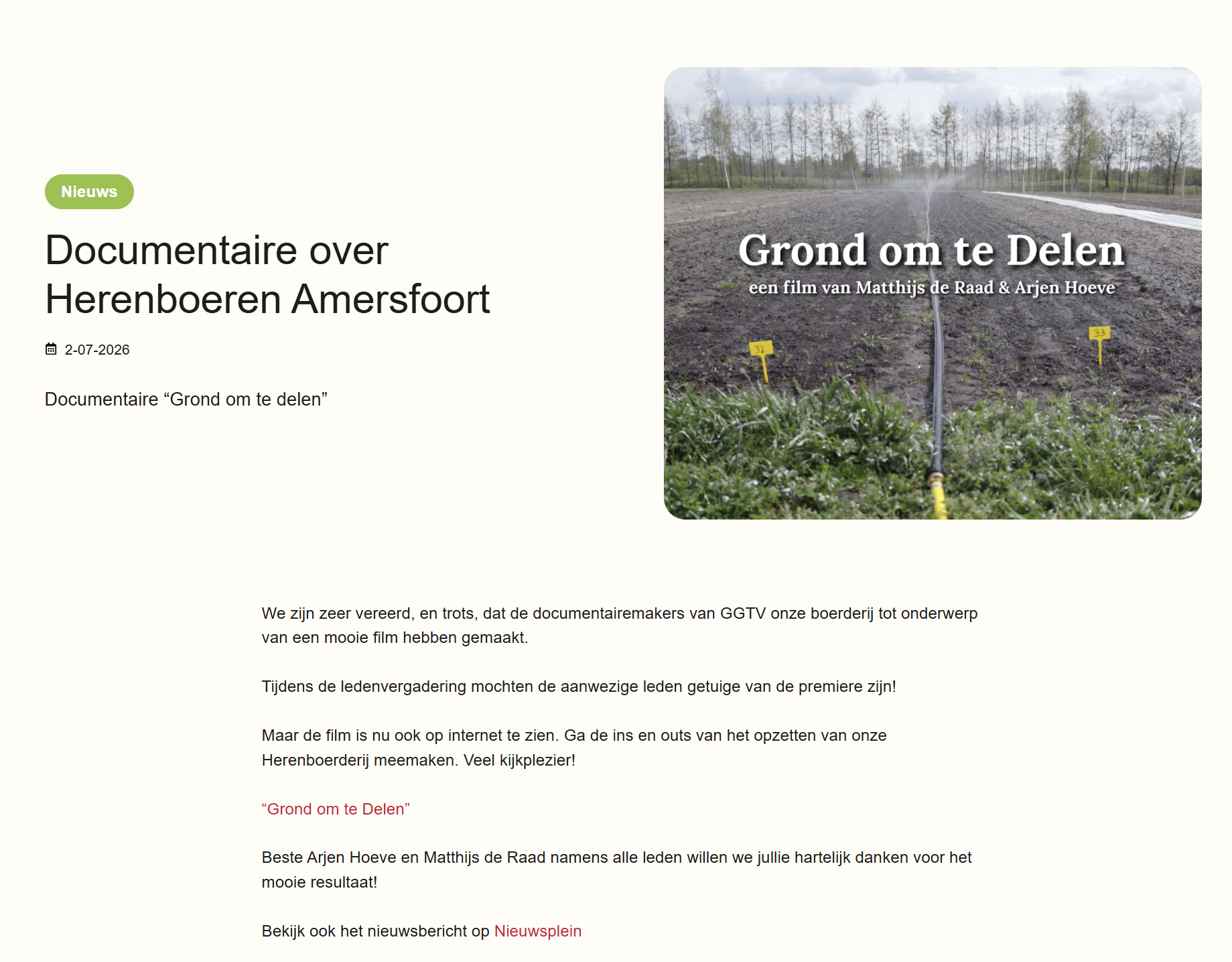grond om te delen herenboeren website